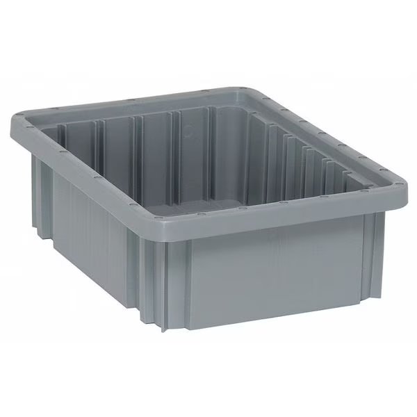 Divider Box, Gray, Polypropylene, 10 7/8 in L, 8 1/4 in W, 3 1/2 in H, 0.1 cu ft Volume Capacity, QUANTUM STORAGE SYSTEMS, Mfr# DG91035GY