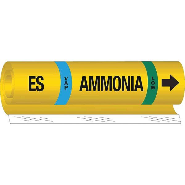 Ammonia Pipe Marker, ES, 2 to 8In, Brady, Mfr#: 57983