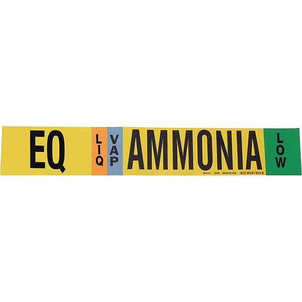 Ammonia Pipe Marker, EQ, 3 to 5In, BRADY, Mfr# 90484