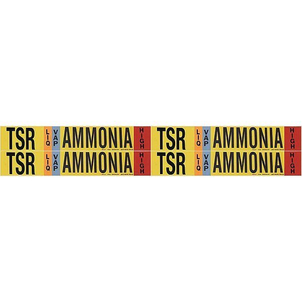 Ammonia Pipe Marker, TSR, 1 to 2-1/2In, PK4, BRADY, Mfr# 90438