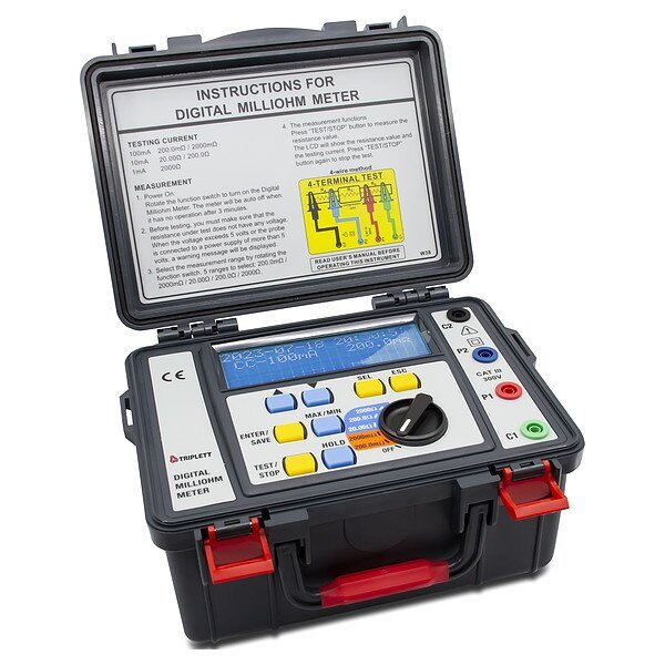 Milliohm Meter, CAT III 300V, 2,000 ohm, TRIPLETT, Mfr# ML200
