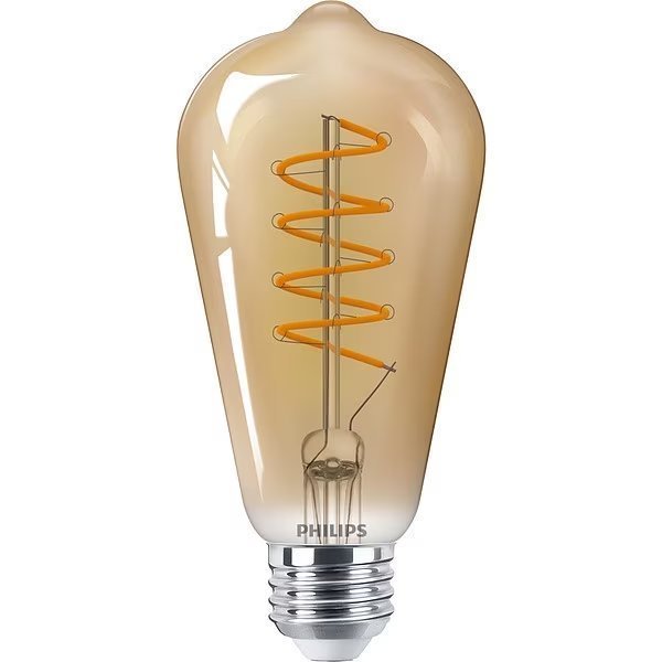 LED, 6.5 W, ST19, Medium Screw (E26), Signify, Mfr#: 6.5ST19/VIN/820/E26/Amber/G/SP/D 1PFT20