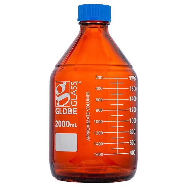 Bottle, 160 mm H, Amber, 136 mm Dia, PK10, GLOBE SCIENTIFIC, Mfr# 8112000