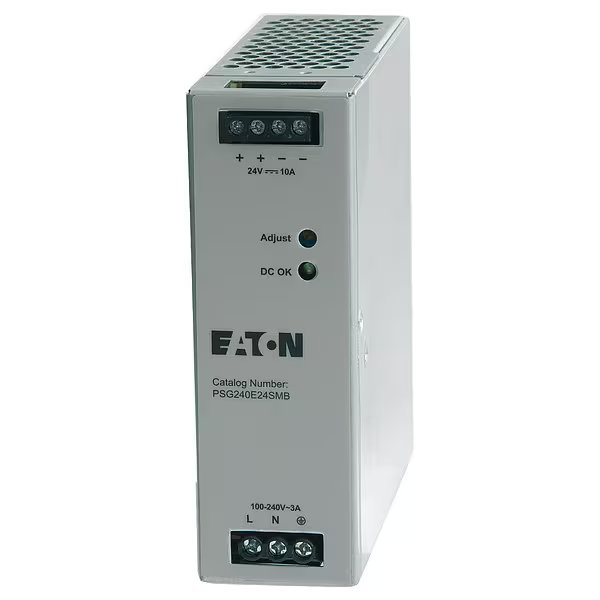 Power Supply, 100/240V AC, 24V DC, 240W, 10A, DIN Rail, Eaton, Mfr#: PSG240E24SMB