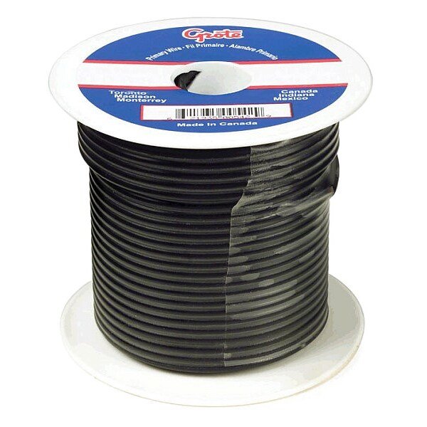 Primary Wire, 6 Gauge, Black, 25 ft. Spool, GROTE, Mfr# 89-3002