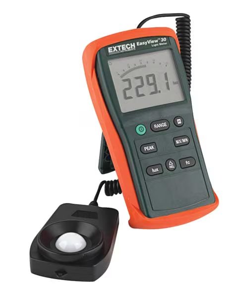 Light Meter, Range 0 To 40,000 Fc, NIST, Extech, Mfr#: EA30-NIST