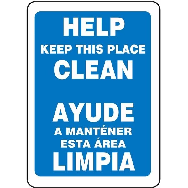 Spanish-Bilingual Housekeeping Sign, Width: 10