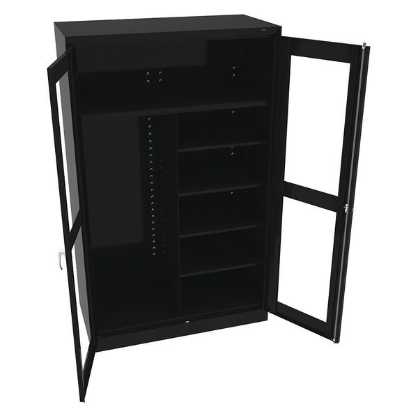 20/22 ga. ga. Steel Clear View Storage Cabinet, 48 in W, 78 in H, TENNSCO, Mfr# CVDJ2478SUC BLACK