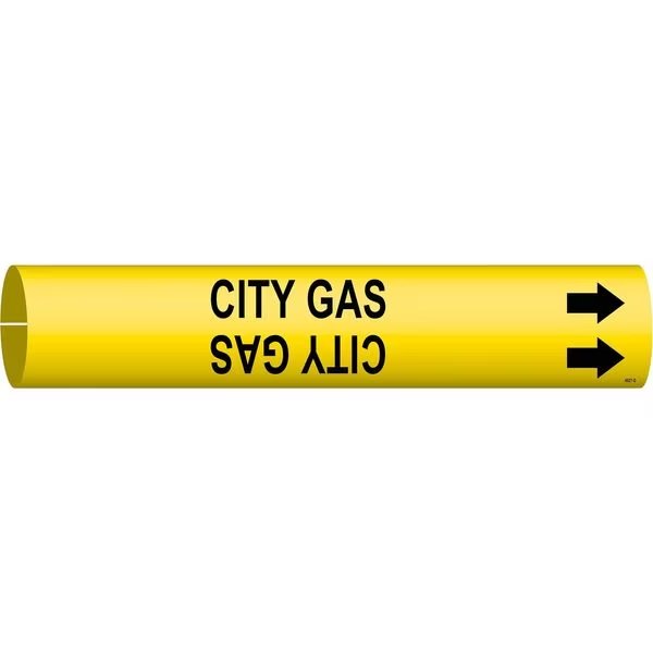 Pipe Marker, City Gas, Yellow, 4 to 6 In, BRADY, Mfr# 4027-D