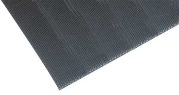 Antifatigue Runner, Black, 60 ft. L x 3 ft. W, PVC, Corrugated Surface Pattern, 1/2