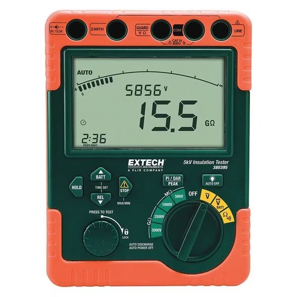 Battery Operated Megohmmeter, 5000VDC, Extech, Mfr#: 380395