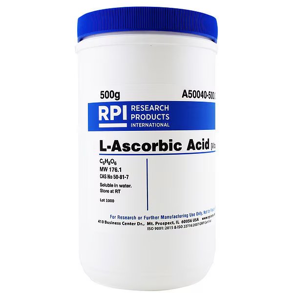 L-Ascorbic Acid (Vitamin C), 500g, Rpi, Mfr#: A50040-500.0