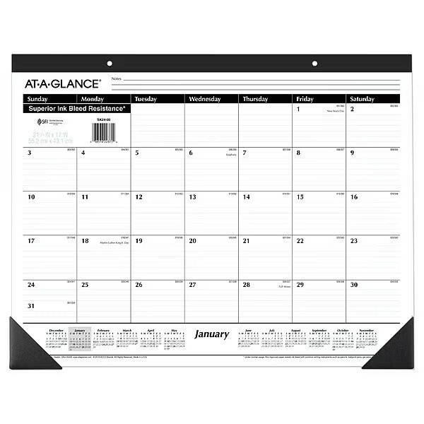 Desk Pad Calendar, 22x17 In., At-A-Glance, Mfr#: AAGSK2400
