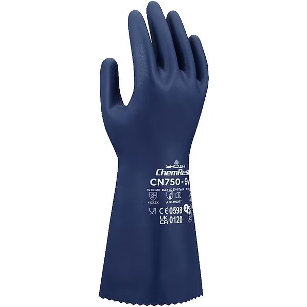 Chemical-Resistant Gloves, Blue, S/7, PR, Showa, Mfr#: CN750S-07