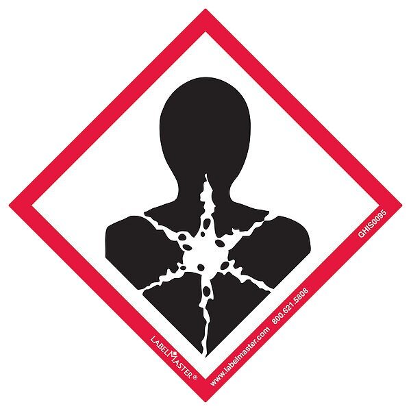 GHS Health Hazard Lbl, 4x4in, Polypro, PK50, LABELMASTER, Mfr# GHIS0095