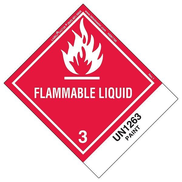 Flammable Liquid Label, 100mmx120mm, 500, HSN1700, LABELMASTER, Mfr# HSN1700