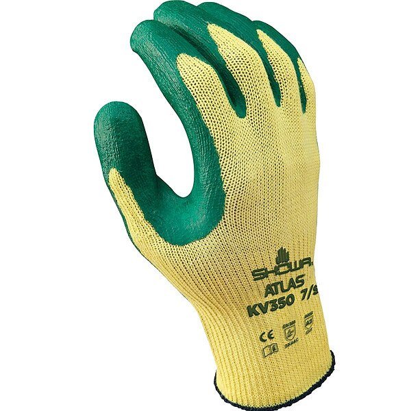 VF, Coated Gloves, Grn/Yllw, S, 50PP55, PR, Showa Atlas, Mfr#: KV350S-07-V