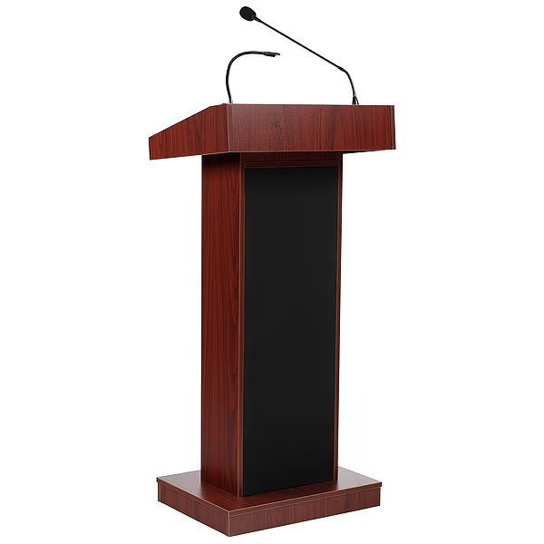 OS Orator Lectern, Recharge Battery with Wireless Headset Mic, Mahogany, Oklahoma Sound, Mfr#: M800X-MY/LWM-7