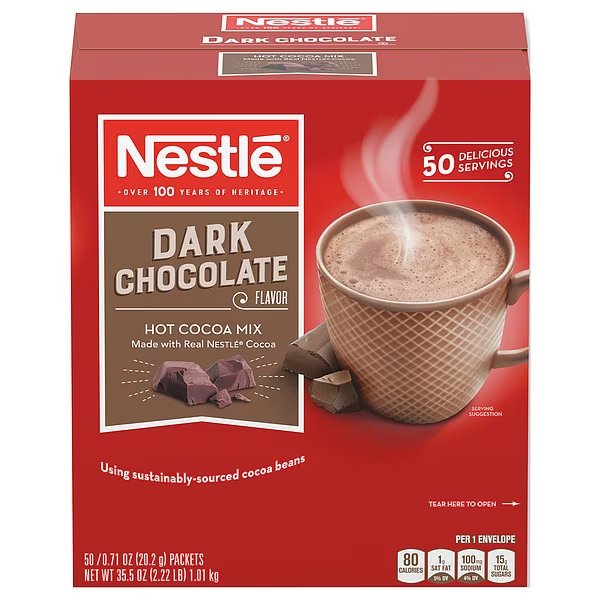 Hot Dark Chocolate Cocoa, 0.71oz., PK50, Nestle, Mfr#: 70060