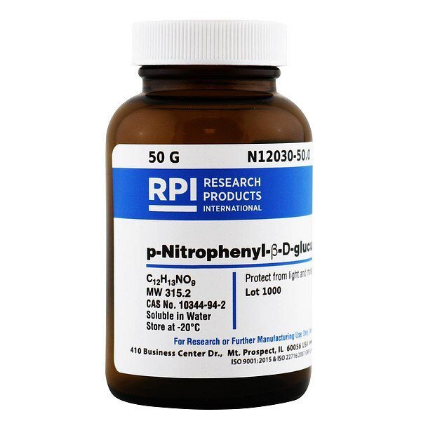 4-Nitrophenyl-B-D-glucuronide (NPG), 50g, Rpi, Mfr#: N12030-50.0