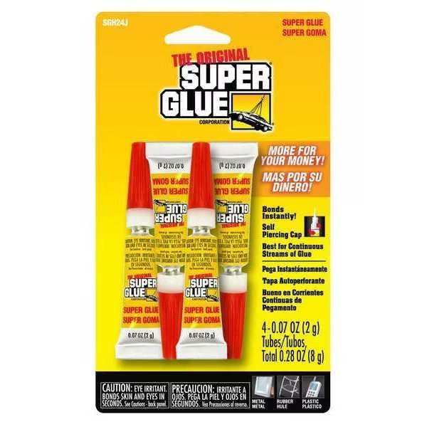 Instant Adhesive, Original Series, Clear, 0.07 oz, Tube 4 PK, Super Glue, Mfr#: SGH24J-48