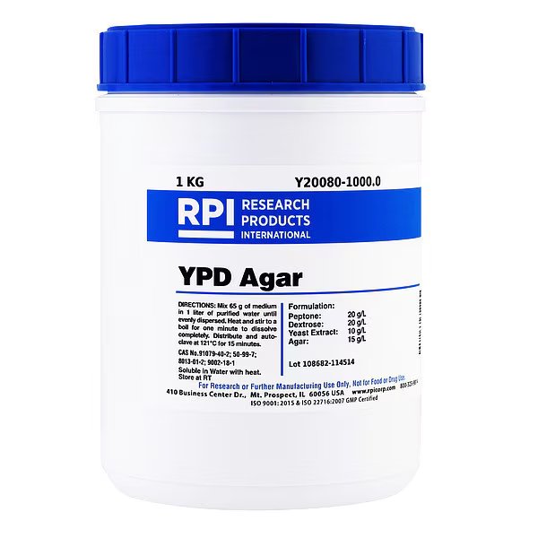 YPD Agar, 1kg, Rpi, Mfr#: Y20080-1000.0