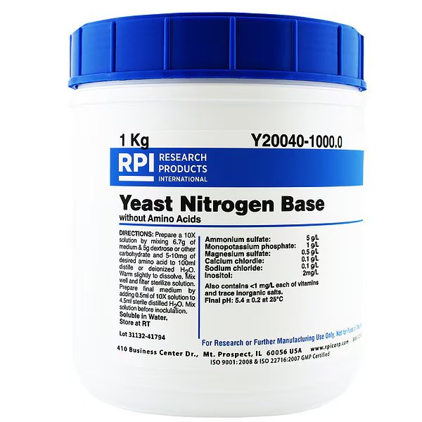 Yeast Nitrogen Base w/ Amino Acids, 1kg, Rpi, Mfr#: Y20040-1000.0