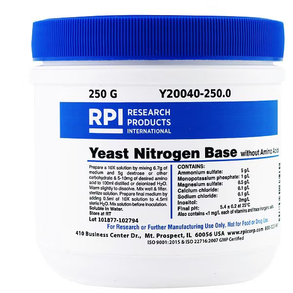 Yeast Nitrogen Base w/ Amino Acids, 250g, Rpi, Mfr#: Y20040-250.0