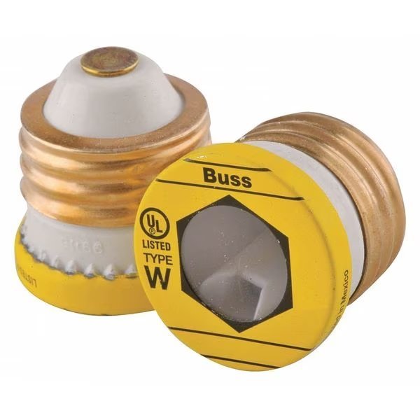 Plug Fuse, W Series, Fast-Acting, 2A, 125V AC, Indicating, 10kA at 125V AC, 4 PK, Eaton Bussmann, Mfr#: W-2