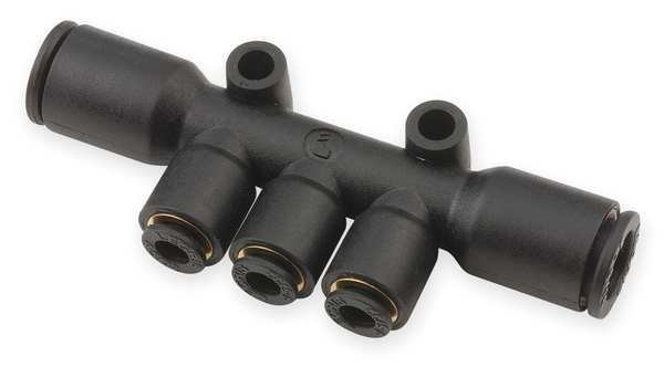 Push-to-Connect Multiple Tee, 1/4 in Tube Size, Nylon, Black, 10 PK, Legris, Mfr#: 3304 56 56