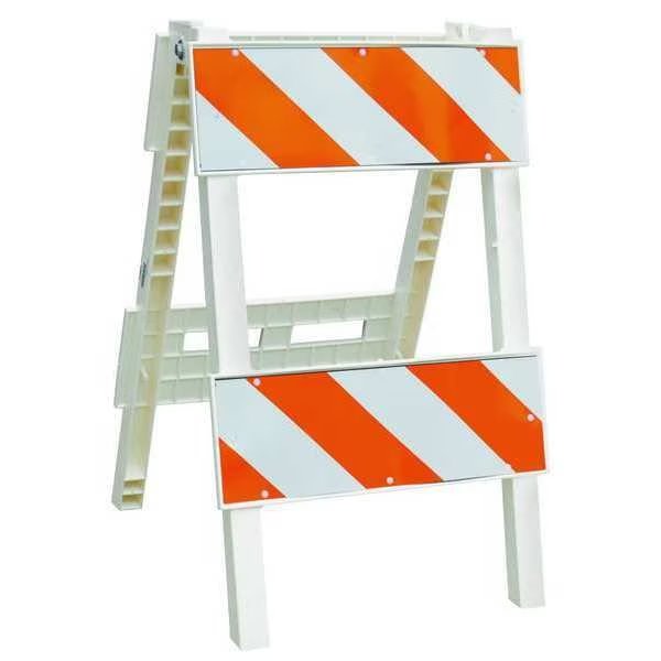 Leg Frame Type 2 Folding Barricade, polypropylene, 40 in H, 40 in L, 24 in W, Orange/White, EnjoyTool Select, Mfr#: 97-01-002-01