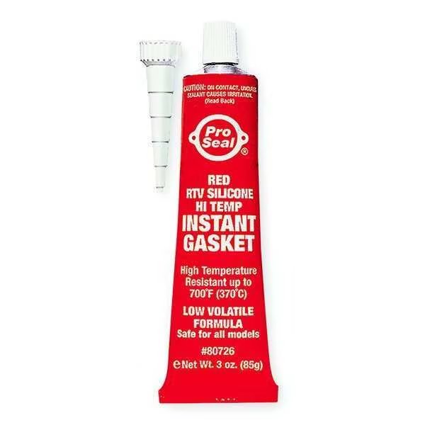 High Temp., Sensor-Safe RTV Silicone Sealant, 3 oz, Red, Temp Range -70 to 650 Degrees F, Pro Seal, Mfr#: 80726