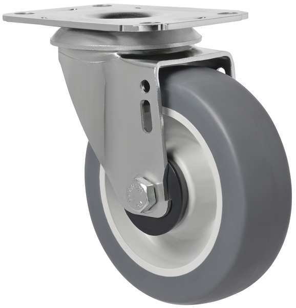 Swivel Plate Caster, Therm Rubber, 4 in, 176 lb, EnjoyTool select, Mfr# 1G191