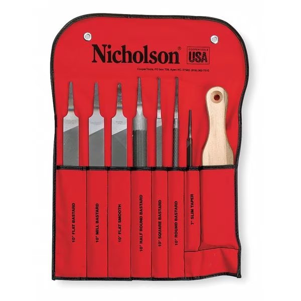 Machinist File Set with Cleaner, 8 piece, Crescent Nicholson, Mfr#: 22025NNN