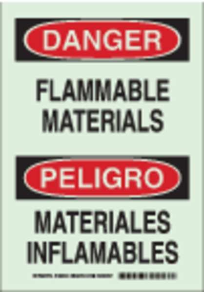 Danger Sign, 14 in H, 10 in W, Polyester, Rectangle, English, Spanish, 90507, BRADY, Mfr# 90507