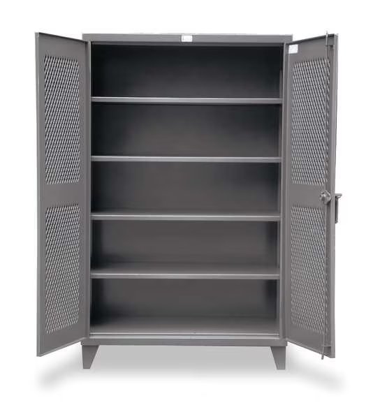 12 ga. ga. Steel Storage Cabinet, 60 in W, 78 in H, Stationary, Strong Hold, Mfr#: 56-V-244