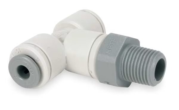 Push-to-Connect, Threaded Swivel Branch Tee, 3/16 in Tube Size, Acetal, Gray, 10 PK, John Guest, Mfr#: PI100621S-PK10