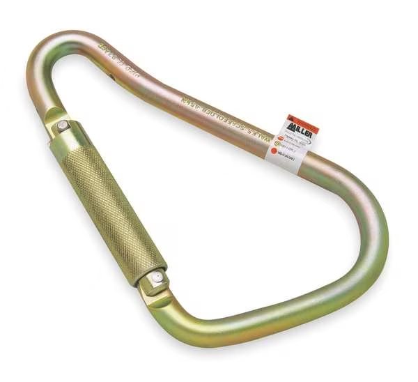 Carabiner, Twist-Lock, 8 5/8 in L, Zinc-Plated Alloy Steel, Gold, HONEYWELL MILLER, Mfr# 18D-1/