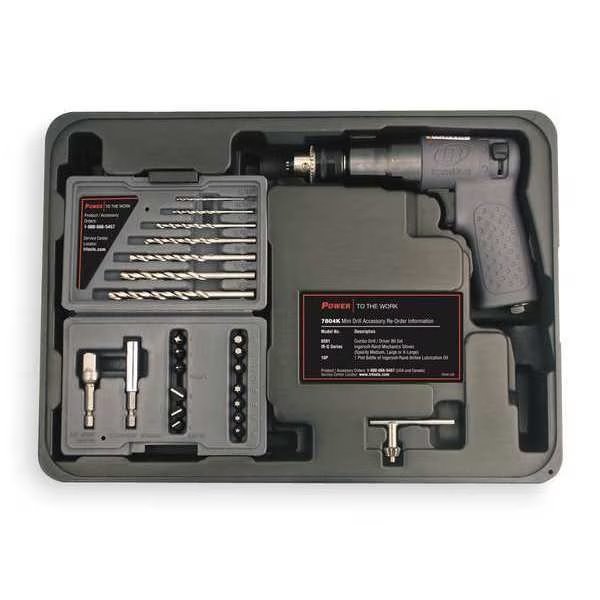 Air Drill Kit, General, Pistol, 1/4 In., INGERSOLL-RAND, Mfr# 7804KA