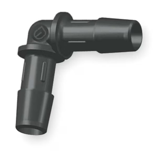 Elbow, 90 Deg, 3/16 In, Barbed, Nylon, PK10, ELDON JAMES, Mfr# L0-3BN