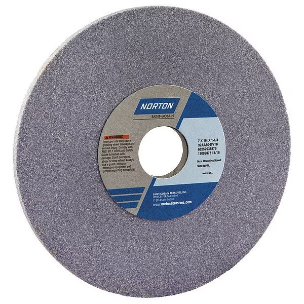 Grinding Wheel, T1, 7x1/4x1.25, AO, 80G, PK5, NORTON ABRASIVES, Mfr# 66252938876