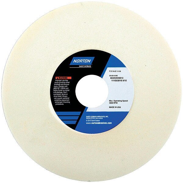 Grinding Wheel, T1, 7x1/4x1.25, AO, 80G, PK5, NORTON ABRASIVES, Mfr# 66252939809