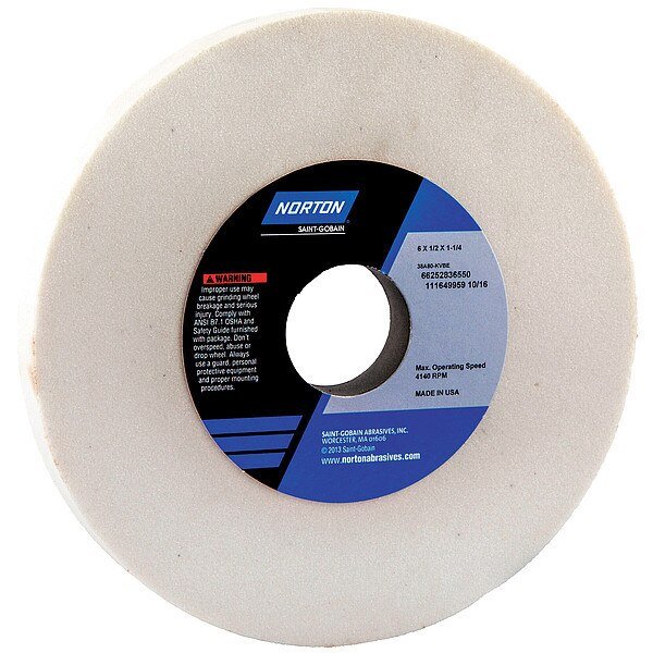 Grinding Wheel, T1, 6x1/2x1.25, AO, 80G, PK5, NORTON ABRASIVES, Mfr# 66252836550