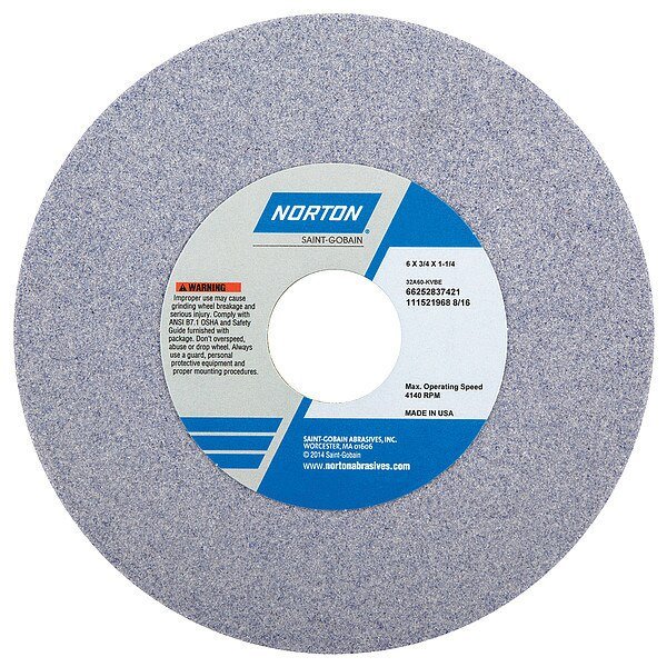Grinding Wheel, T1, 6x3/4x1-1/4, AO, 60G, PK5, NORTON ABRASIVES, Mfr# 66252837421