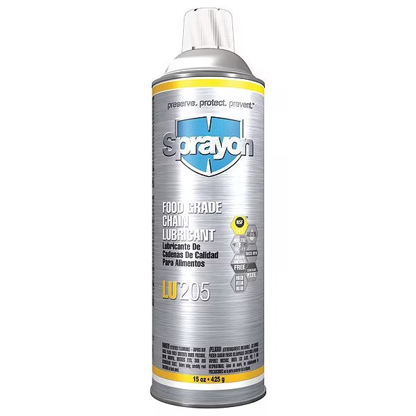 Food Grade Chain Lubricant, Aerosol, 15 Oz., SPRAYON, Mfr# S00205000