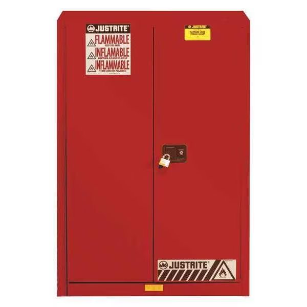 Flammable Cabinet, 96 gal., Red, JUSTRITE, Mfr# 896091