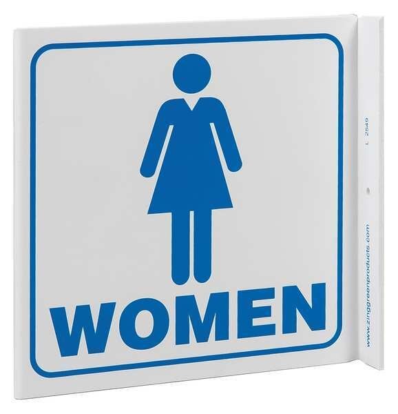 Restroom Sign, Women L-Shape, Plastic, 2549, ZING, Mfr# 2549