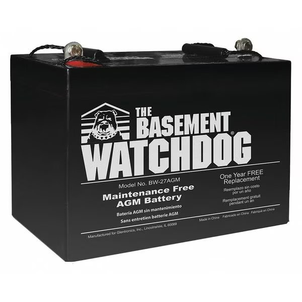 Maintenance Free Standby Battery, AGM, Basement Watchdog, Mfr#: BW-27AGM