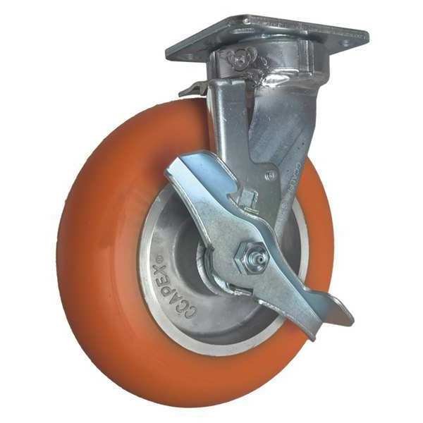 Swivel Plate Caster, w/Brake, SideStrap, 8