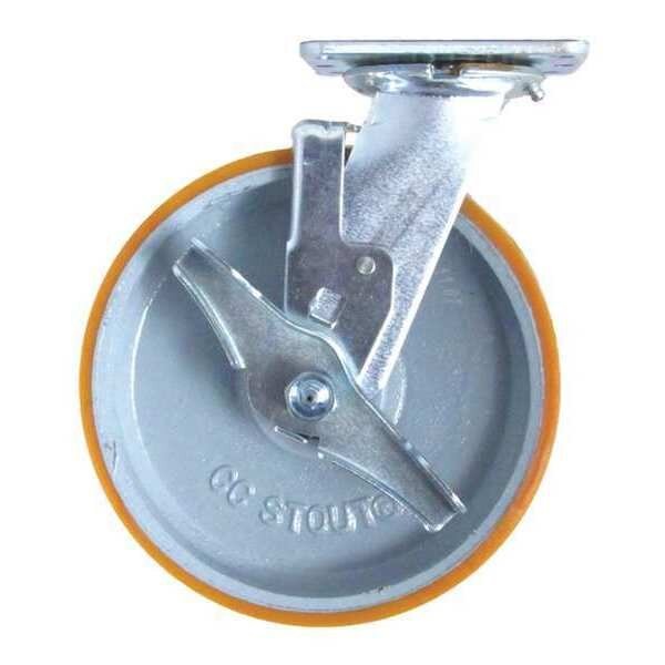 Swivel Plate Caster, w/Brake, SideStrap, 8